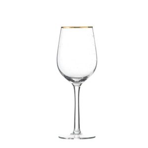 Vitvinsglas med blåsta bubblor och guldkant