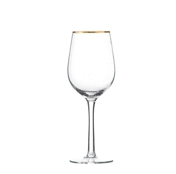 Vitvinsglas med blåsta bubblor och guldkant