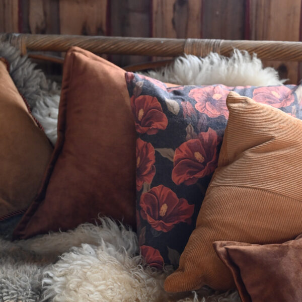 Cushion cover with floral pattern