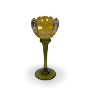 Candle holder yellow rose