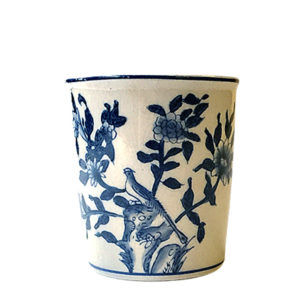 Toothbrush holder in blue and white porcelain