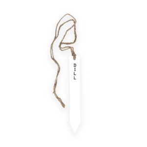 Plant marker Dill in white metal.
